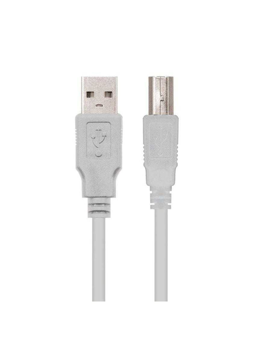 Cable USB 2.0 Impresora Nanocable 10.01.0102/ USB Tipo-B Macho - USB Macho/ 1m/ Beige