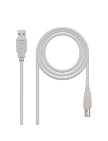 Cable USB 2.0 Impresora Nanocable 10.01.0102/ USB Tipo-B Macho - USB Macho/ 1m/ Beige