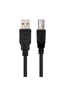 Cable USB 2.0 Impresora Nanocable 10.01.0102/ USB Tipo-B Macho - USB Macho/ 1m/ Negro