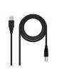 Cable USB 2.0 Impresora Nanocable 10.01.0102/ USB Tipo-B Macho - USB Macho/ 1m/ Negro