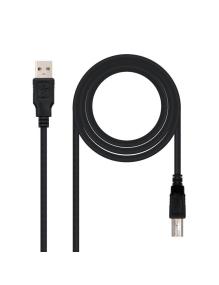 Cable USB 2.0 Impresora Nanocable 10.01.0103-BK/ USB Tipo-B Macho - USB Macho/ 1.8m/ Negro