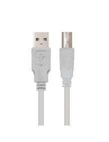 Cable USB 2.0 Impresora Nanocable 10.01.0104/ USB Tipo-B Macho - USB Macho/ 3m/ Beige