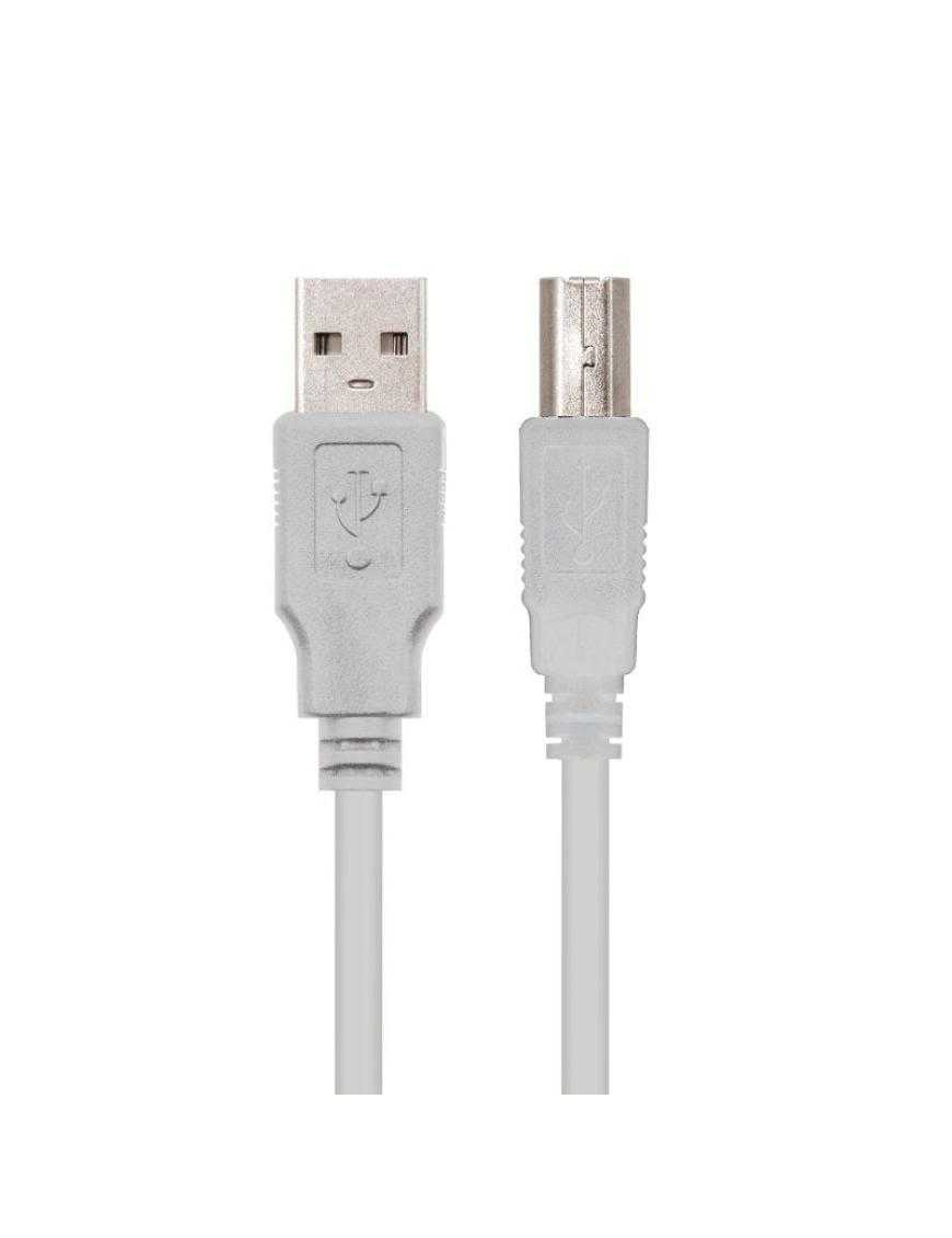 Cable USB 2.0 Impresora Nanocable 10.01.0104/ USB Tipo-B Macho - USB Macho/ 3m/ Beige