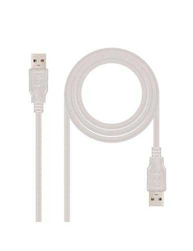 Cable USB 2.0 Nanocable 10.01.0302/ USB Macho - USB Macho/ 1m/ Beige