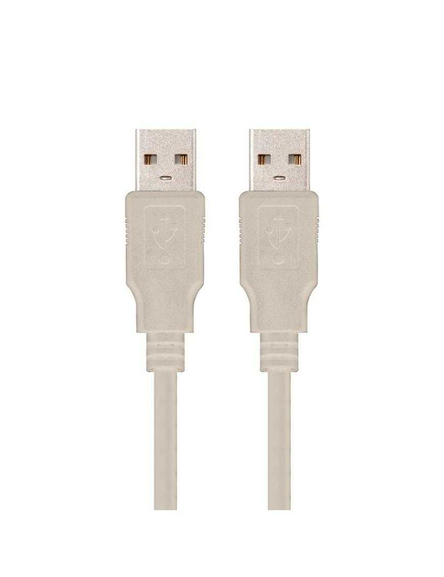 Cable USB 2.0 Nanocable 10.01.0303/ USB Macho - USB Macho/ 2m/ Beige