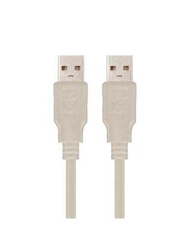 Cable USB 2.0 Nanocable 10.01.0303/ USB Macho - USB Macho/ 2m/ Beige