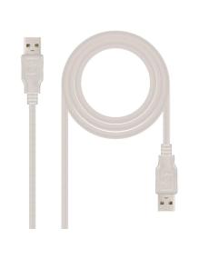 Cable USB 2.0 Nanocable 10.01.0303/ USB Macho - USB Macho/ 2m/ Beige