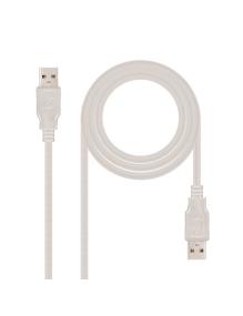 Cable USB 2.0 Nanocable 10.01.0304/ USB Macho - USB Macho/ 3m/ Beige