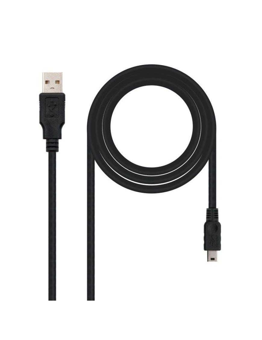 Cable USB 2.0 Nanocable 10.01.0400/ USB Macho - MiniUSB Macho/ 50cm/ Negro