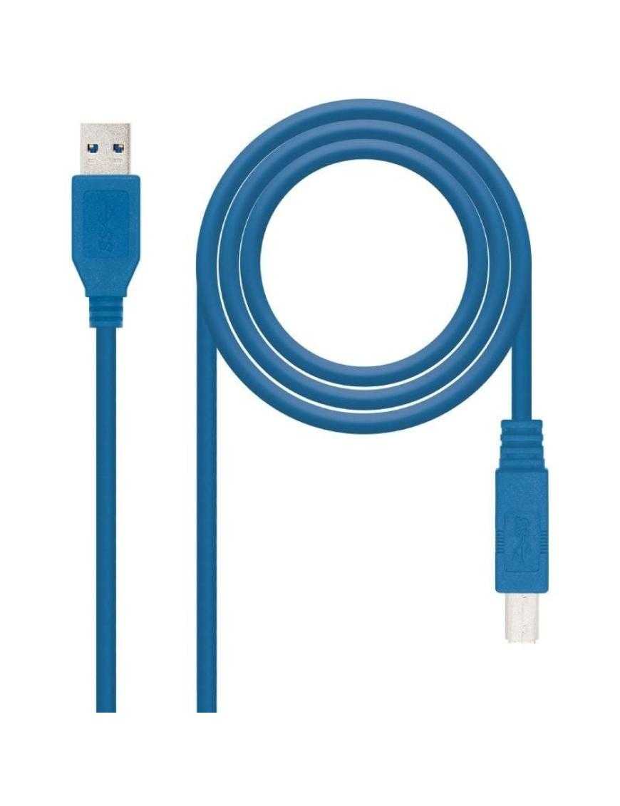 Cable USB 3.0 Impresora Nanocable 10.01.0802-BL/ USB Tipo-B Macho - USB Macho/ 2m/ Azul