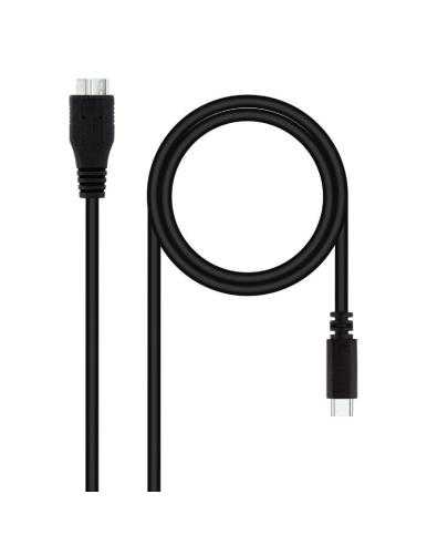 Cable USB 3.0 Tipo-C Nanocable 10.01.1201-BK/ USB Tipo-C Macho - MicroUSB Macho/ 1m/ Negro