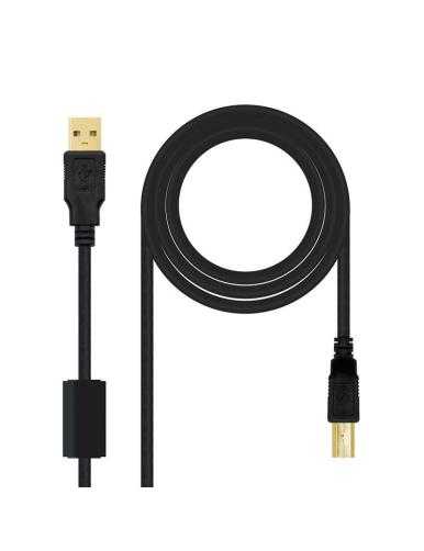 Cable USB 2.0 Impresora Nanocable 10.01.1202/ USB Tipo-B Macho - USB Macho / 2m/ Negro