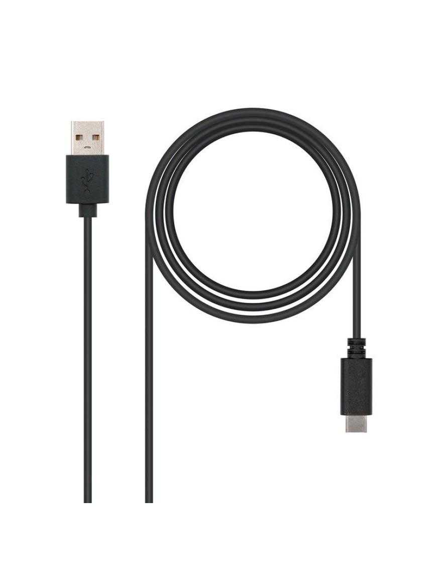 Cable USB 2.0 Nanocable 10.01.2101/ USB Tipo-C Macho - USB Macho/ 1m/ Negro