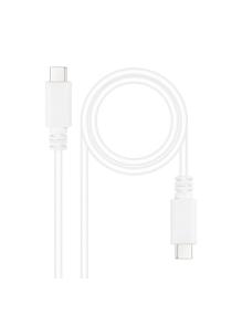 Cable USB 2.0 Tipo-C Nanocable 10.01.2301-L150-W/ USB Tipo-C Macho - USB Tipo-C Macho/ 480Mbps/ 1.5m/ Blanco