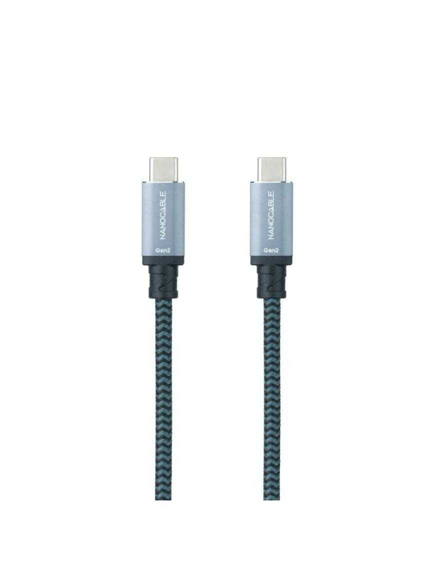 Cable USB 3.1 Tipo-C Nanocable 10.01.4101-L150-COMB/ USB Tipo-C Macho - USB Tipo-C Macho/ Hasta 100W/ 20Gbps/ 1.5m/ Gris y Negro