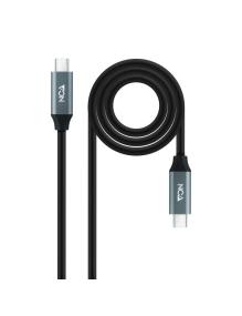 Cable USB 3.2 Tipo-C Nanocable 10.01.4301 5A 100W/ USB Tipo-C Macho - USB Tipo-C Macho/ 1m/ Gris y Negro