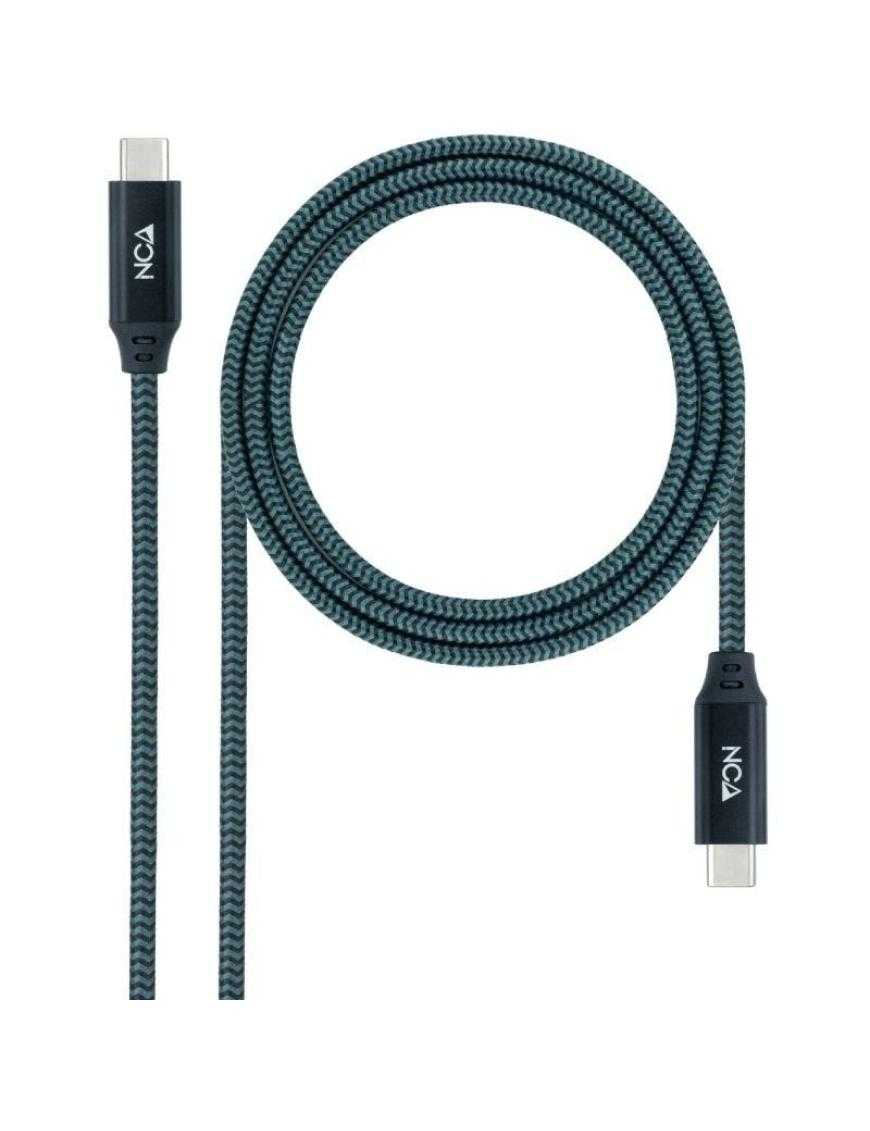 Cable USB 3.2 Tipo-C Nanocable 10.01.4302-COMB/ USB Tipo-C Macho - USB Tipo-C Macho/ 2m/ Gris y Negro