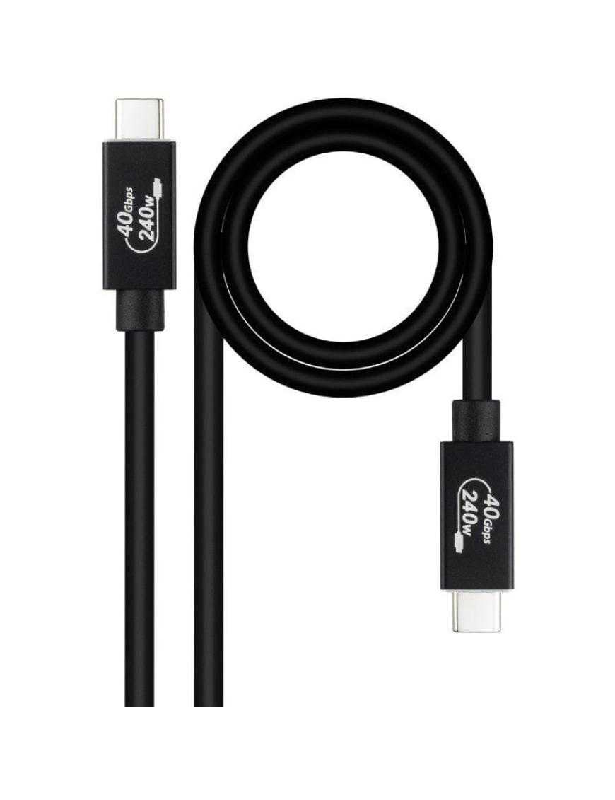 Cable USB 4.0 Nanocable 10.01.5002/ USB Tipo-C Macho - USB Tipo-C Macho/ Hasta 240W/ 40Gbps/ 1.8m/ Negro