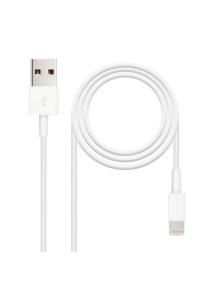 Cable USB 2.0 Lightning Nanocable 10.110.0401/ USB Macho - Lightning Macho/ 1m/ Blanco