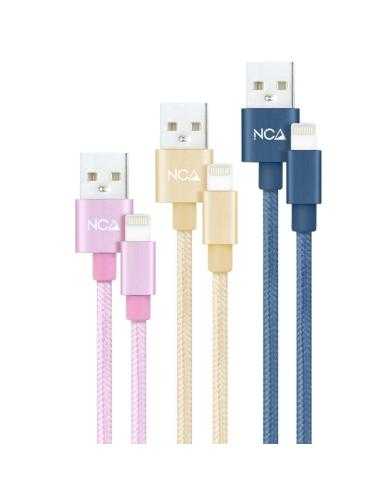 Cables USB 2.0 Lightning Nanocable 10.10.0401-CO2/ USB Macho - Lightning Macho/ 1m/ 3 Unidades/ Rosa, Dorado, Azul Pacífico