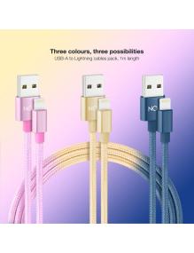 Cables USB 2.0 Lightning Nanocable 10.10.0401-CO2/ USB Macho - Lightning Macho/ 1m/ 3 Unidades/ Rosa, Dorado, Azul Pacífico