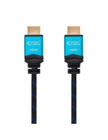 Cable HDMI 2.0 4K Nanocable 10.15.3700/ HDMI Macho - HDMI Macho/ 0.5m/ Negro/ Azul