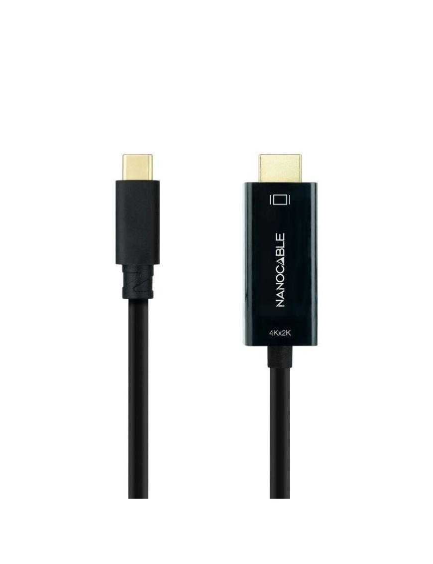 Cable Conversor Nanocable 10.15.5132/ USB Tipo-C Macho - HDMI Macho/ 1.8m/ Negro