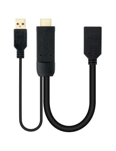 Cable Conversor Nanocable 10.16.0205/ HDMI Macho - DisplayPort Hembra/ 20cm/ Negro