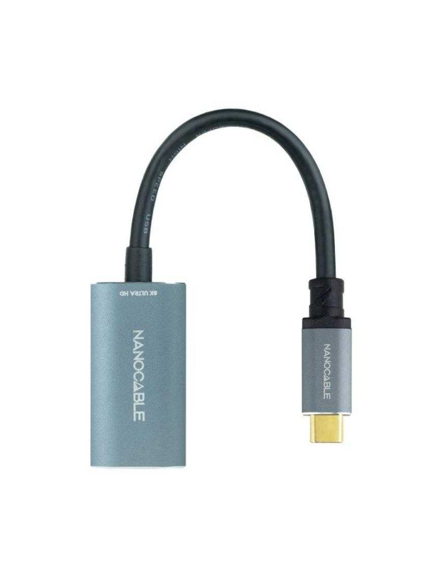 Cable Conversor Nanocable 10.16.4104-G/ USB Tipo-C Macho - DisplayPort Hembra/ 15cm/ Gris