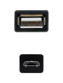 Cable USB 2.0 Nanocable 10.01.3500/ MicroUSB Macho - USB Hembra/ 15cm/ Negro