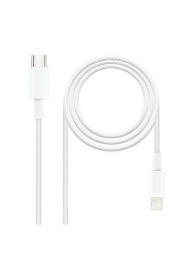 Cable USB 2.0 Tipo-C Lightning Nanocable 10.10.0600/ USB Tipo-C Macho - Lightning Macho/ 50cm/ Blanco