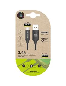 Cable USB 2.0 Tech One Tech TEC2001/ USB Macho - MicroUSB Macho/ 1m/ Negro