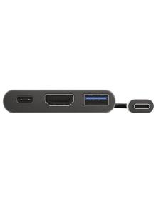 Conversor Trust Dalyx 3 IN 1/ USB Tipo-C Macho - HDMI Hembra/ USB/ USB Tipo-C PD/ 10cm/ Gris