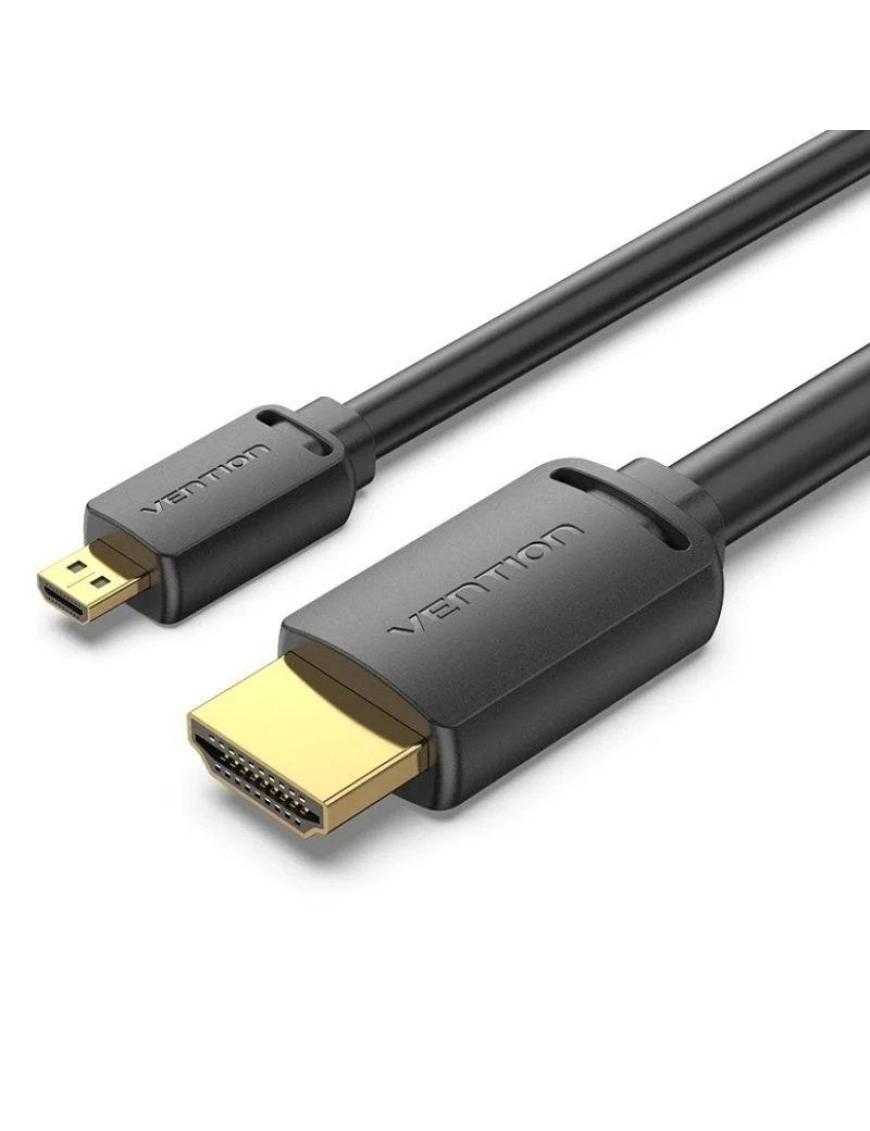 Cable Micro HDMI 2.0 4K Vention AGIBH/ HDMI Macho - Micro HDMI Macho/ 2m/ Negro