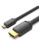 Cable Micro HDMI 2.0 4K Vention AGIBH/ HDMI Macho - Micro HDMI Macho/ 2m/ Negro