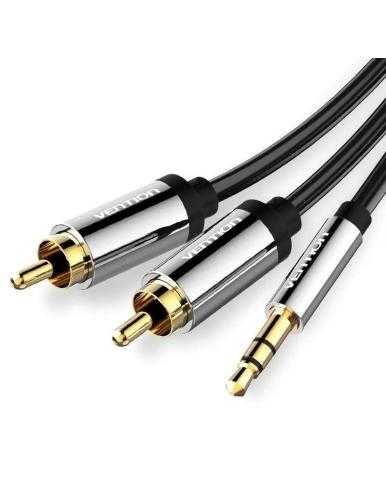 Cable Estéreo Vention BCFBF/ Jack 3.5 Macho - 2x RCA Macho/ 1m/ Negro