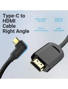 Cable Conversor HDMI 1.4 4K Vention CGVBG/ USB Tipo-C Macho - HDMI Macho/ 1.5m/ Negro