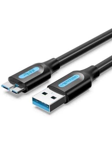 Cable USB 3.0 Vention COPBF/ USB Macho - MicroUSB Macho/ Hasta 10W/ 5Gbps/ 1m/ Negro