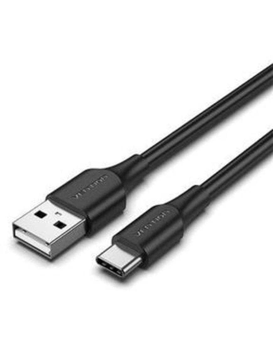 Cable USB 2.0 Tipo-C Vention CTHBI/ USB Tipo-C Macho - USB Macho/ Hasta 60W/ 480Mbps/ 3m/ Negro