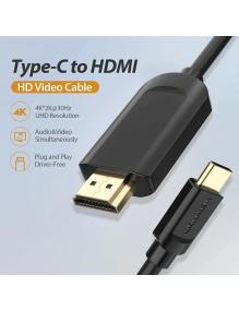 Cable Conversor HDMI 1.4 4K Vention CGUBG/ USB Tipo-C Macho - HDMI Macho/ 1.5m/ Negro