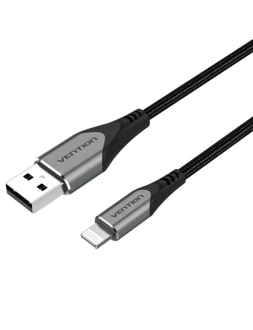 Cable USB 2.0 Lightning Vention LABHD/ USB Macho - Lightning Macho/ Hasta 12W/ 480Mbps/ 50cm/ Gris