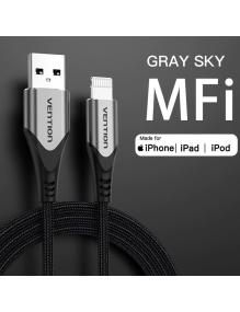 Cable USB 2.0 Lightning Vention LABHD/ USB Macho - Lightning Macho/ Hasta 12W/ 480Mbps/ 50cm/ Gris