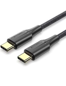 Cable USB 2.0 Tipo-C 3A Vention TAUBH/ USB Tipo-C Macho - USB Tipo-C Macho/ Hasta 60W/ 480Mbps/ 2m/ Negro