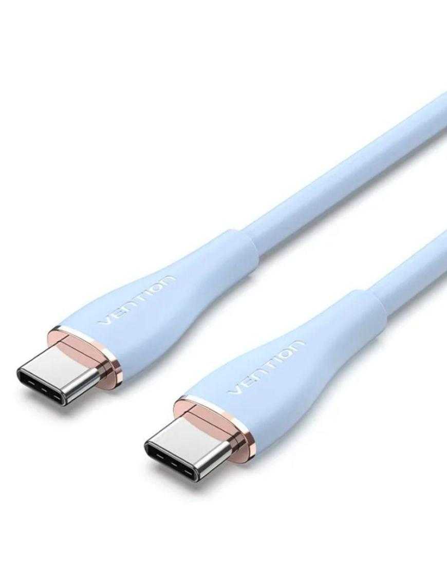 Cable USB 2.0 Tipo-C Vention TAWSF/ USB Tipo-C Macho - USB Tipo-C Macho/ Hasta 100W/ 480Mbps/ 1m/ Azul