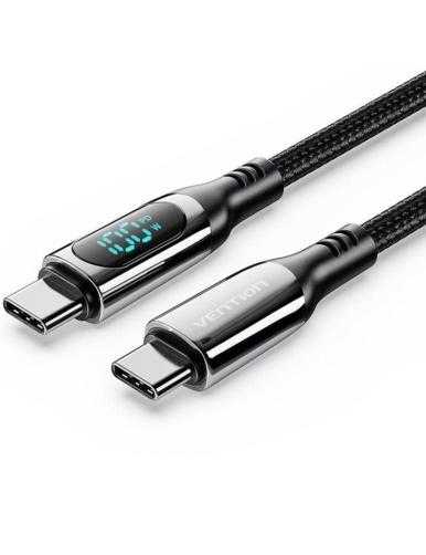 Cable USB 2.0 Tipo-C 5A 100W Vention TAYBAV/ USB Tipo-C Macho - USB Tipo-C Macho/ Hasta 100W/ 480Mbps/ 1.2m/ con Pantalla LED/ N