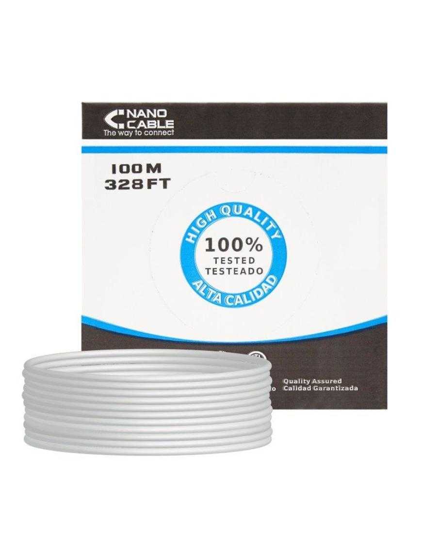 Bobina de Cable RJ45 UTP Nanocable 10.20.0302-FLEX Cat.5e/ 100m/ Gris