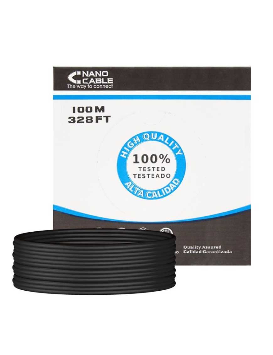 Bobina de Cable RJ45 para Exteriores UTP Nanocable 10.20.0302-EXT-BK Cat.5e/ 100m/ Impermeable/ Negro