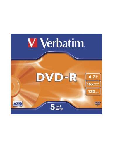 DVD-R Verbatim Advanced AZO 16X/ Caja-5uds