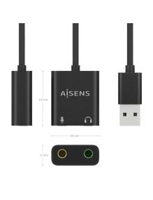 Tarjeta de Sonido Aisens A106-0769/ USB Macho - 2xJack 3.5 Hembra