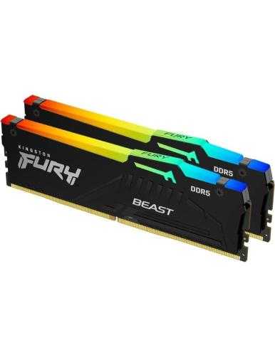 Memoria RAM Kingston FURY Beast RGB 2 x 16GB/ DDR5/ 6000MHz/ 1.4V/ CL30/ DIMM